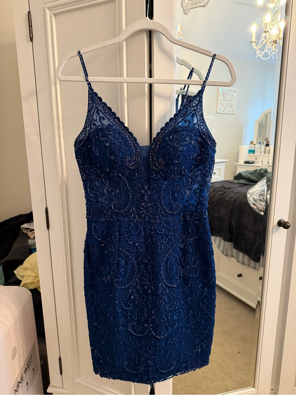 Stellah Midnight Blue Beaded Mini Dress